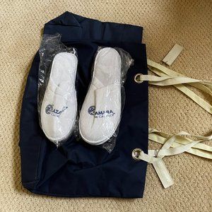 Azamara Cruise Line tote bags (2) and sealed slippers (male and female)